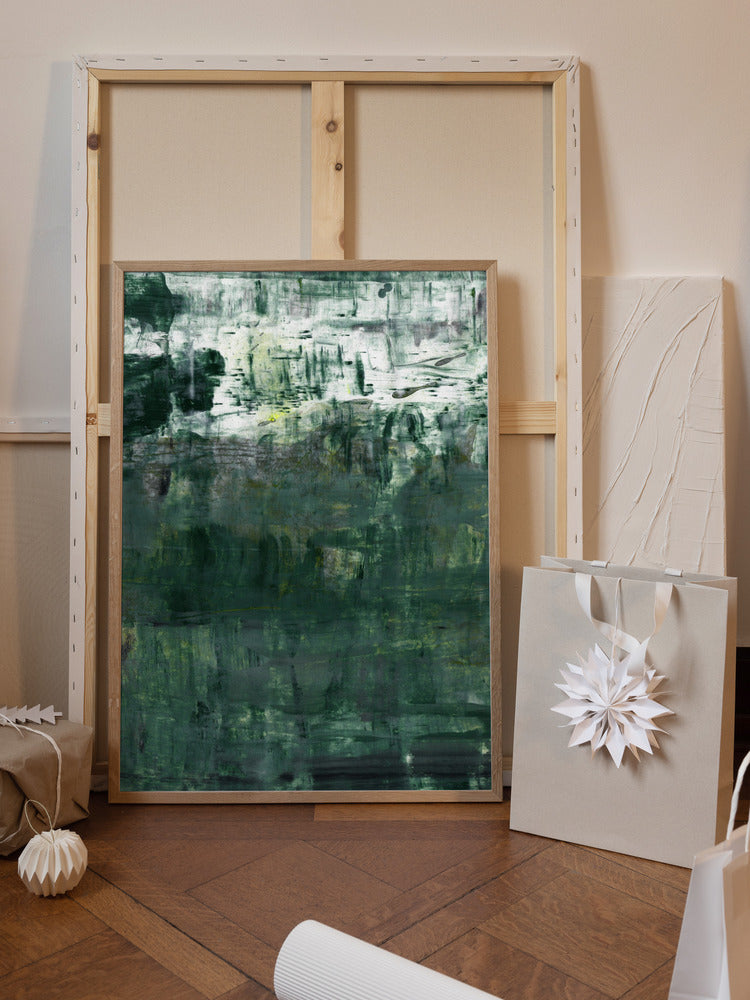 Abstract painting emerald green mural Poster och Canvastavla
