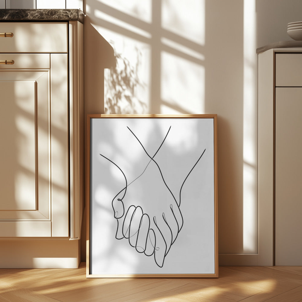 Holding Hands Lines Poster och Canvastavla