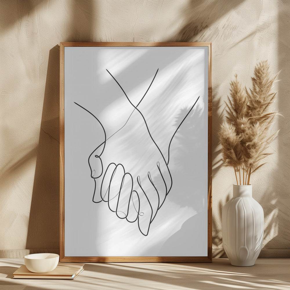 Holding Hands Lines Poster och Canvastavla