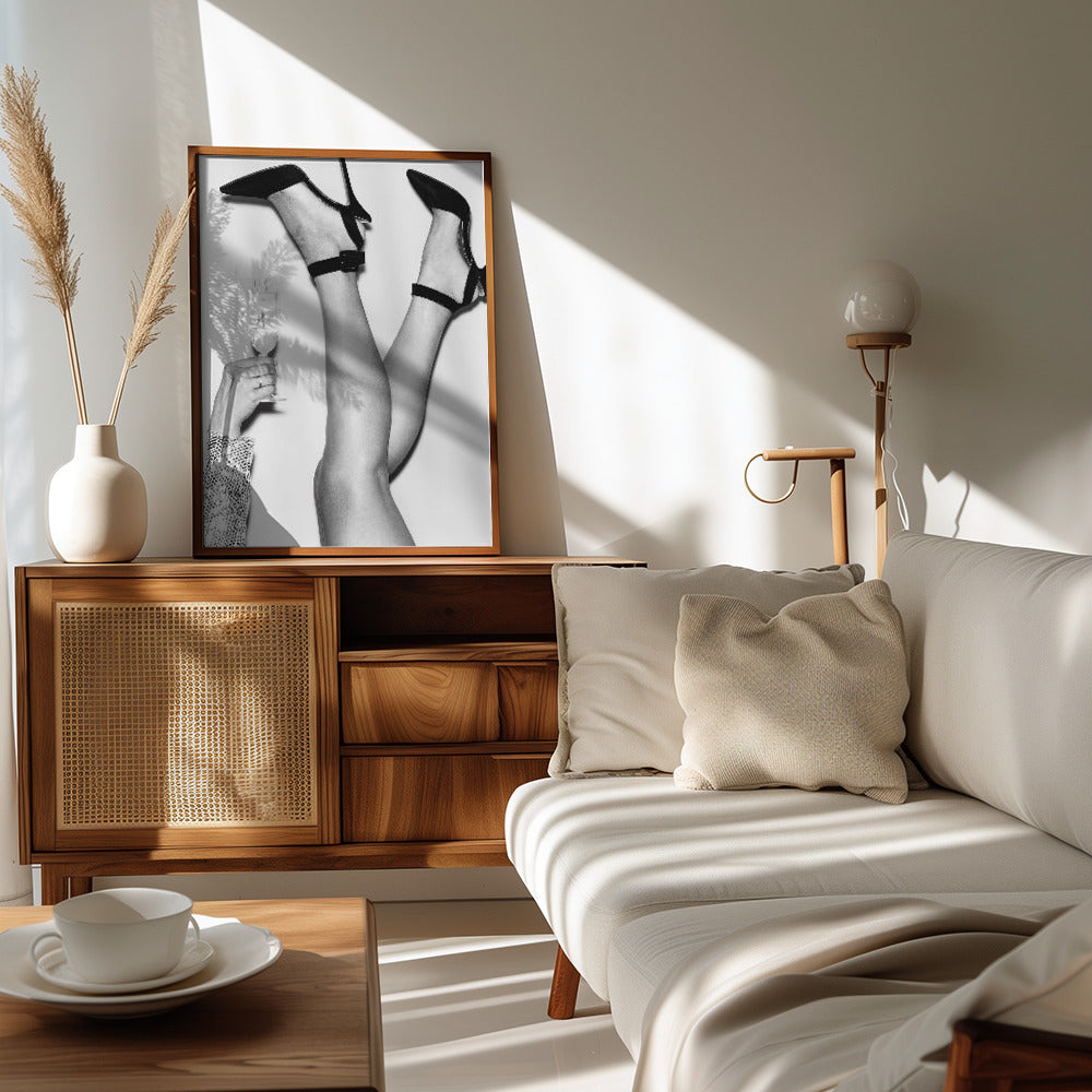 Champagne legs Black and White Poster och Canvastavla