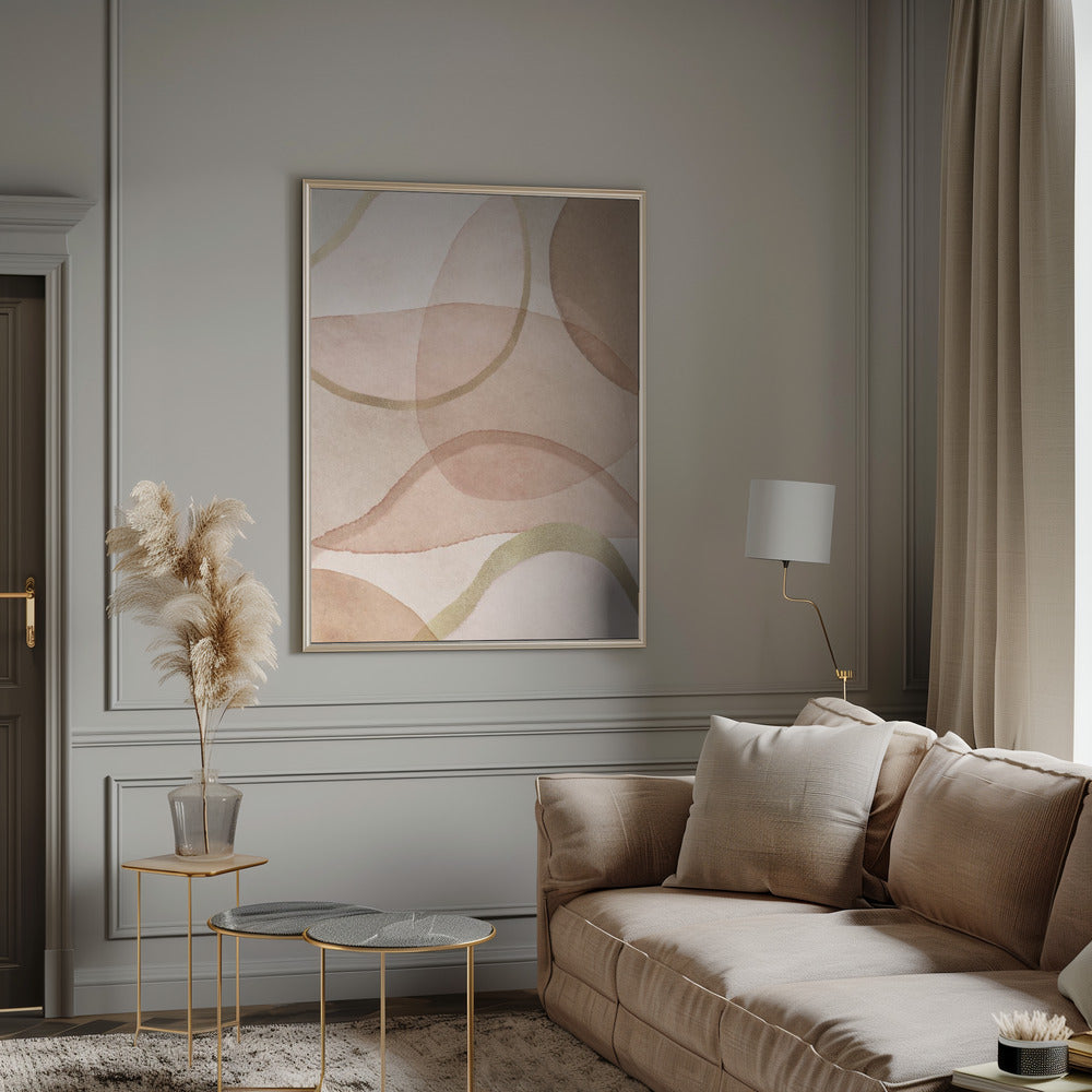 Blush and Brown Abstract Poster och Canvastavla