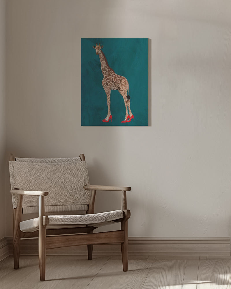 1 Giraffe Red Heels 01 Poster och Canvastavla