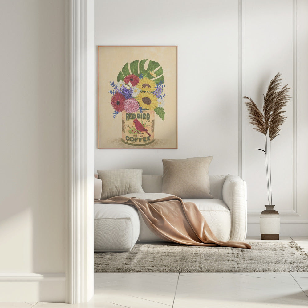 Flowers In a Vintage Coffee Can Poster och Canvastavla