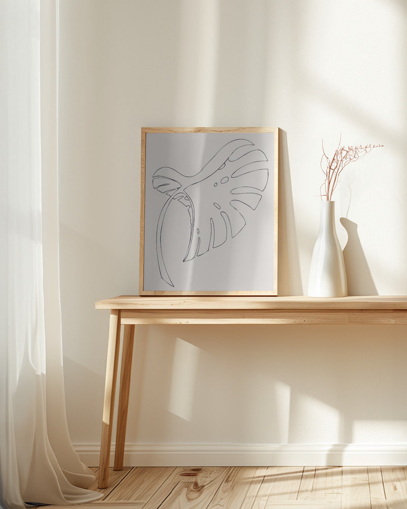 Monstera Bent Beige Poster och Canvastavla