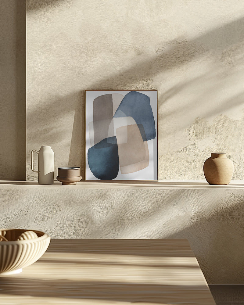 Blue Brown Blocks Poster och Canvastavla