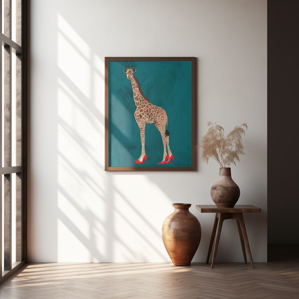 1 Giraffe Red Heels 01 Poster och Canvastavla