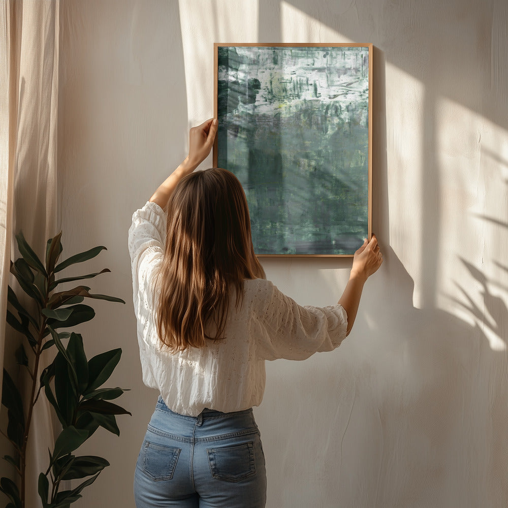 Abstract painting emerald green mural Poster och Canvastavla