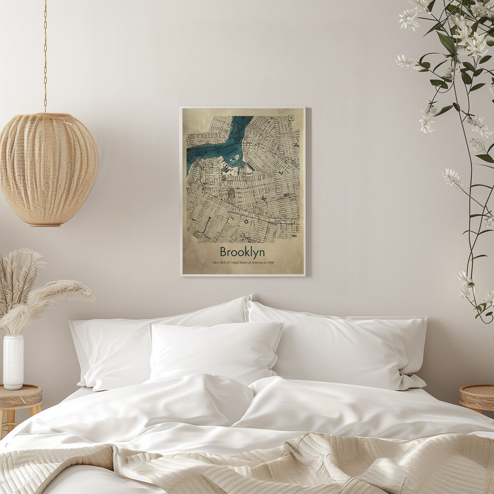 Brooklyn map Poster och Canvastavla