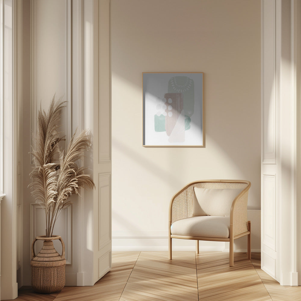 Pastel Green Shapes Poster och Canvastavla