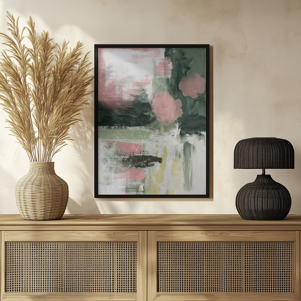 Pink On Green 3 Poster och Canvastavla