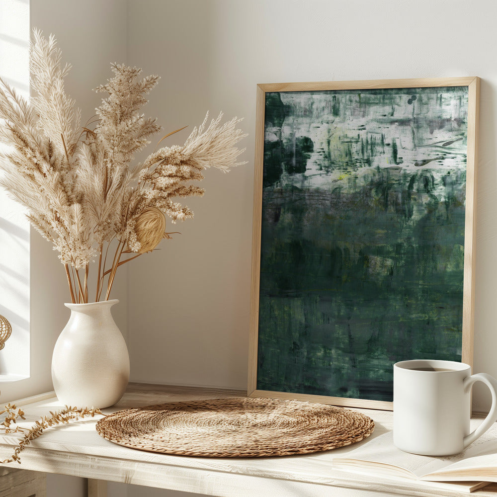 Abstract painting emerald green mural Poster och Canvastavla