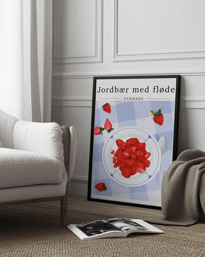 Strawberry with cream - Denmark Poster och Canvastavla
