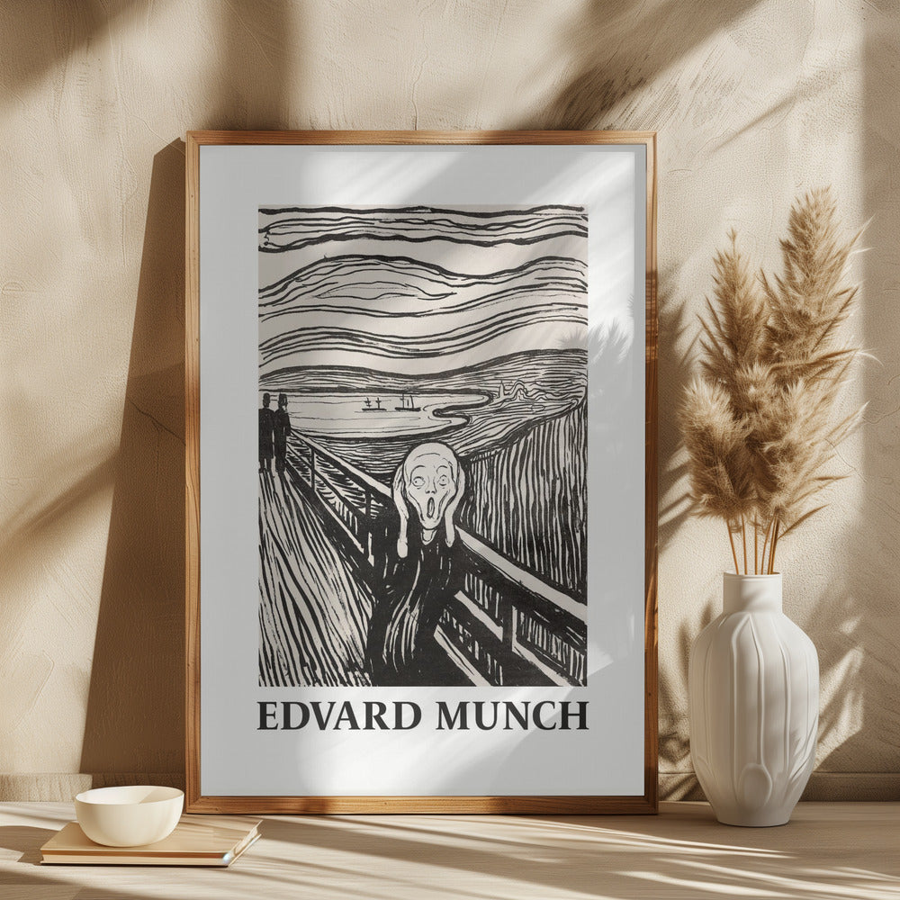 Skriet- The Scream - Monochrome Version Poster och Canvastavla