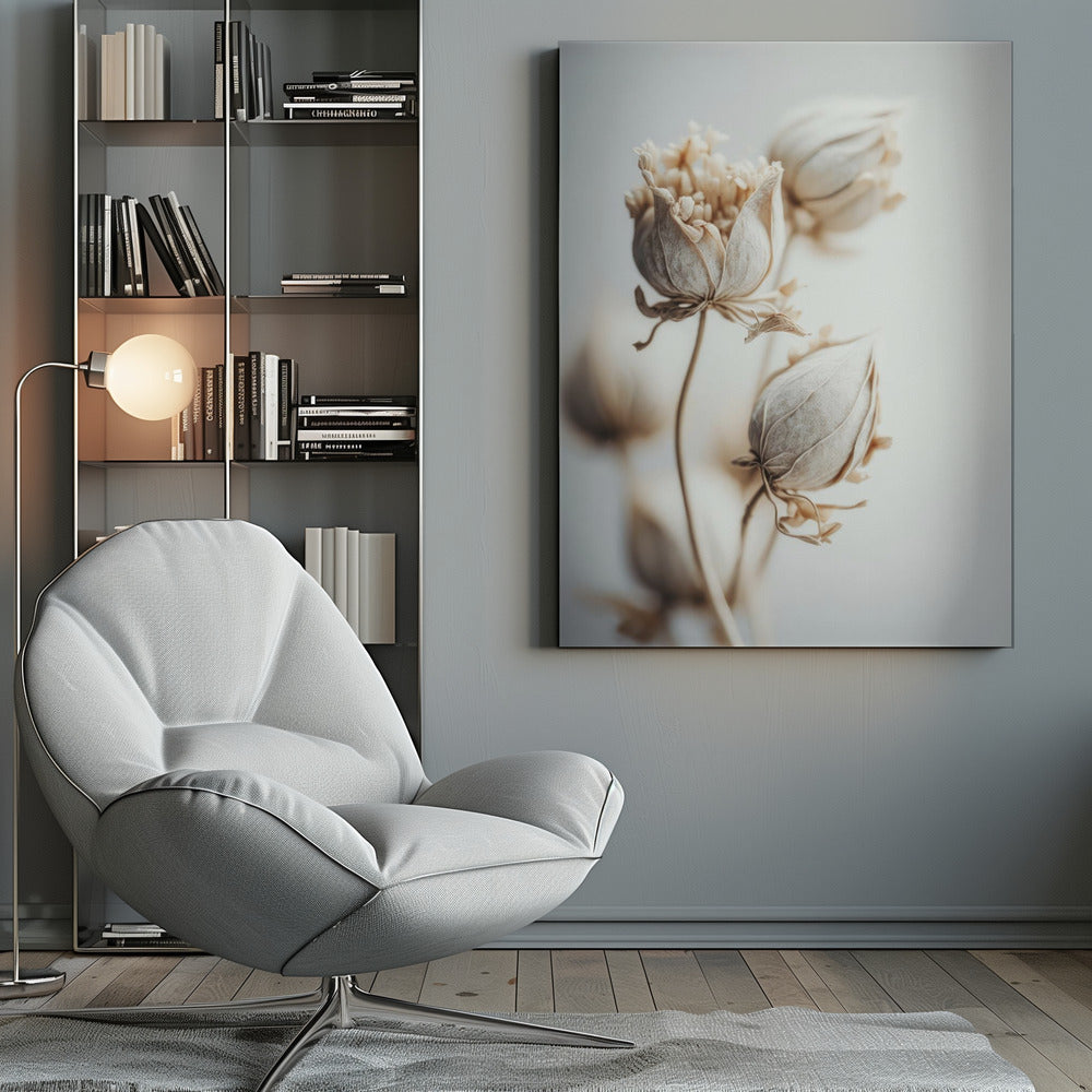 Beige Felt Flowers Poster och Canvastavla
