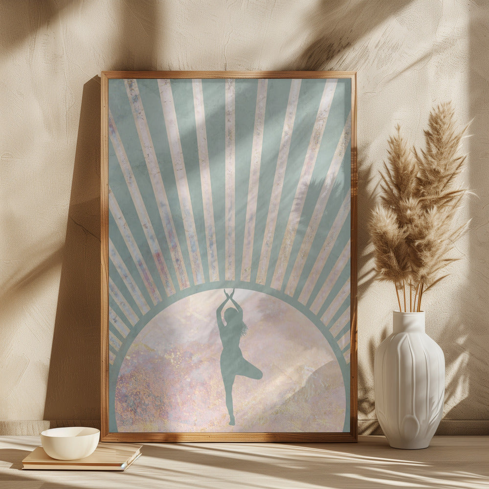 Yoga Boho Sun Rise Green 1 Poster och Canvastavla
