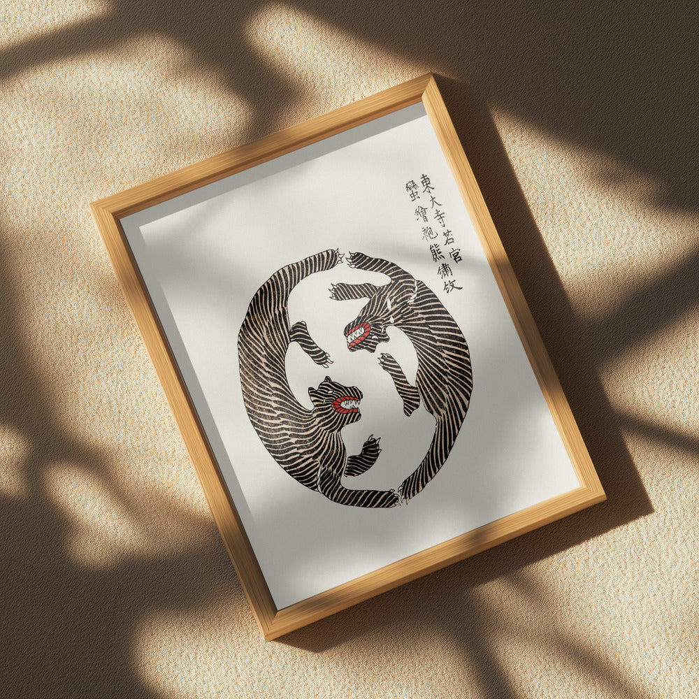 Woodblock Tigers From Yatsuo No Tsubaki Poster och Canvastavla