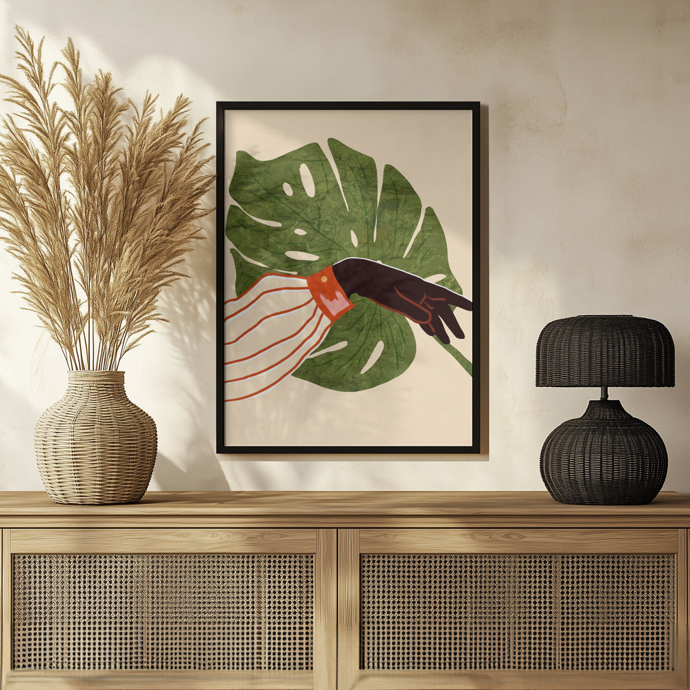 Green Canvas, Red Accent Poster och Canvastavla