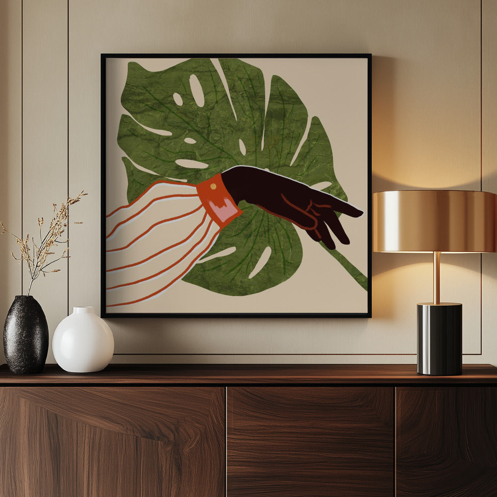 Green Canvas, Red Accent Poster och Canvastavla