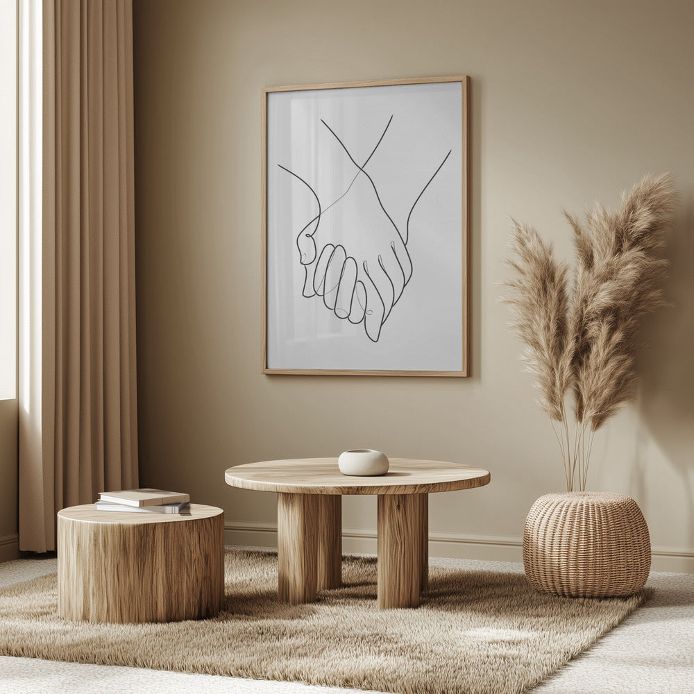 Holding Hands Lines Poster och Canvastavla