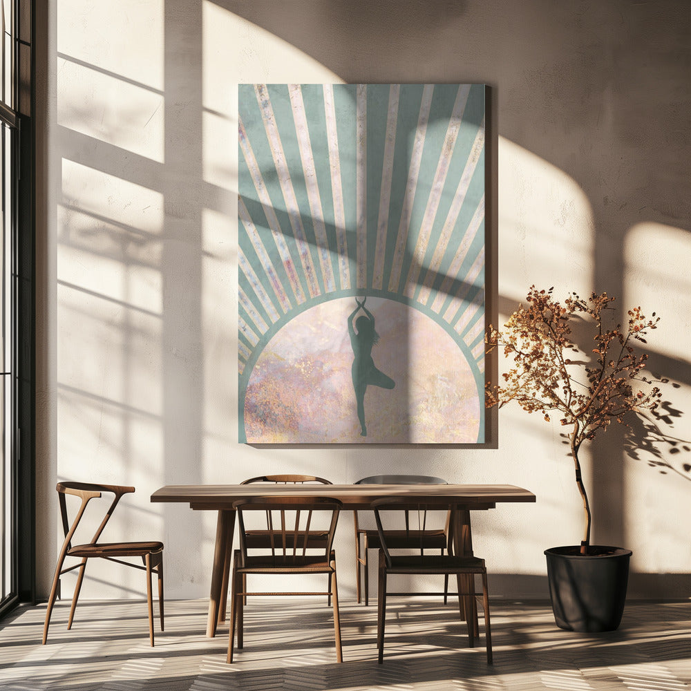 Yoga Boho Sun Rise Green 1 Poster och Canvastavla