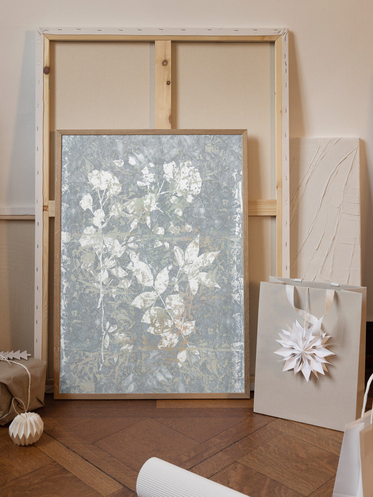 Botanical White Textured Floral 2 Poster och Canvastavla