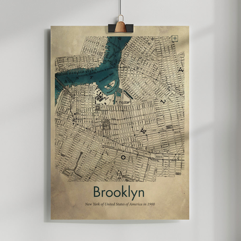 Brooklyn map Poster och Canvastavla