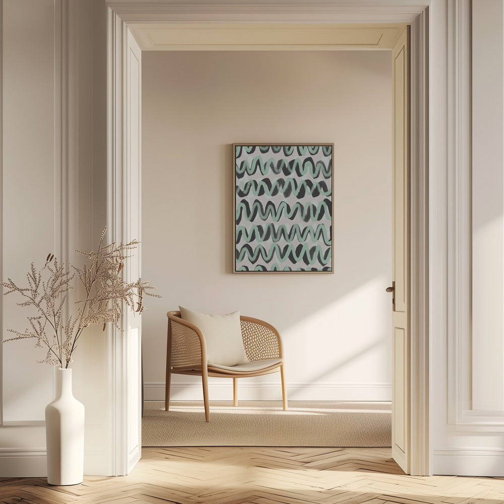 Turquoise ZigZag Pattern Poster och Canvastavla