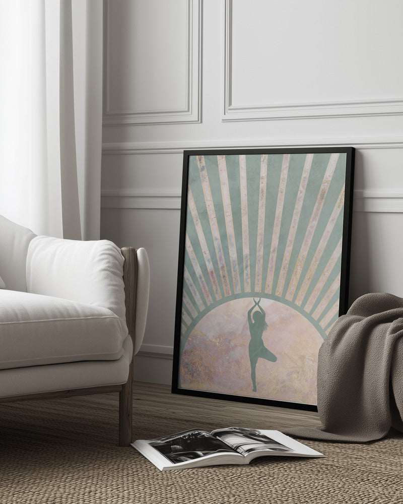 Yoga Boho Sun Rise Green 1 Poster och Canvastavla