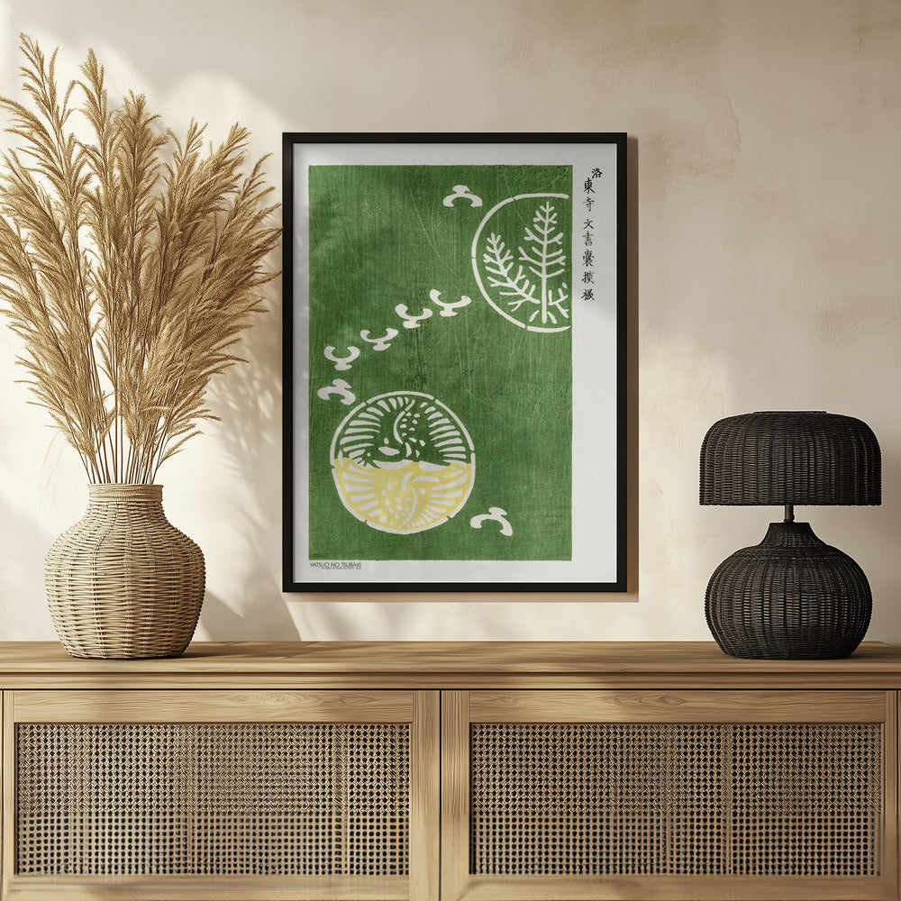 Woodblock Print Green Poster och Canvastavla