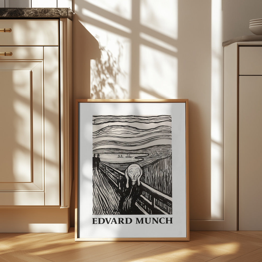 Skriet- The Scream - Monochrome Version Poster och Canvastavla