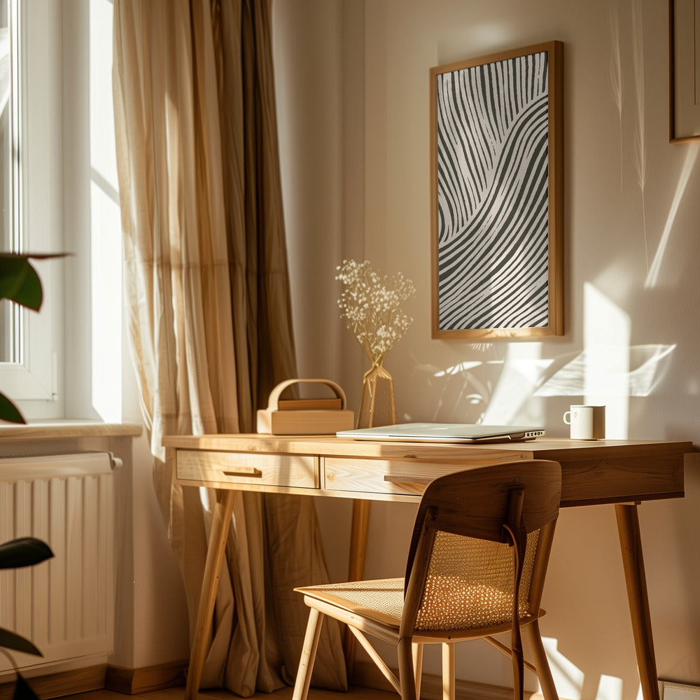 Beige Wave Pattern Poster och Canvastavla