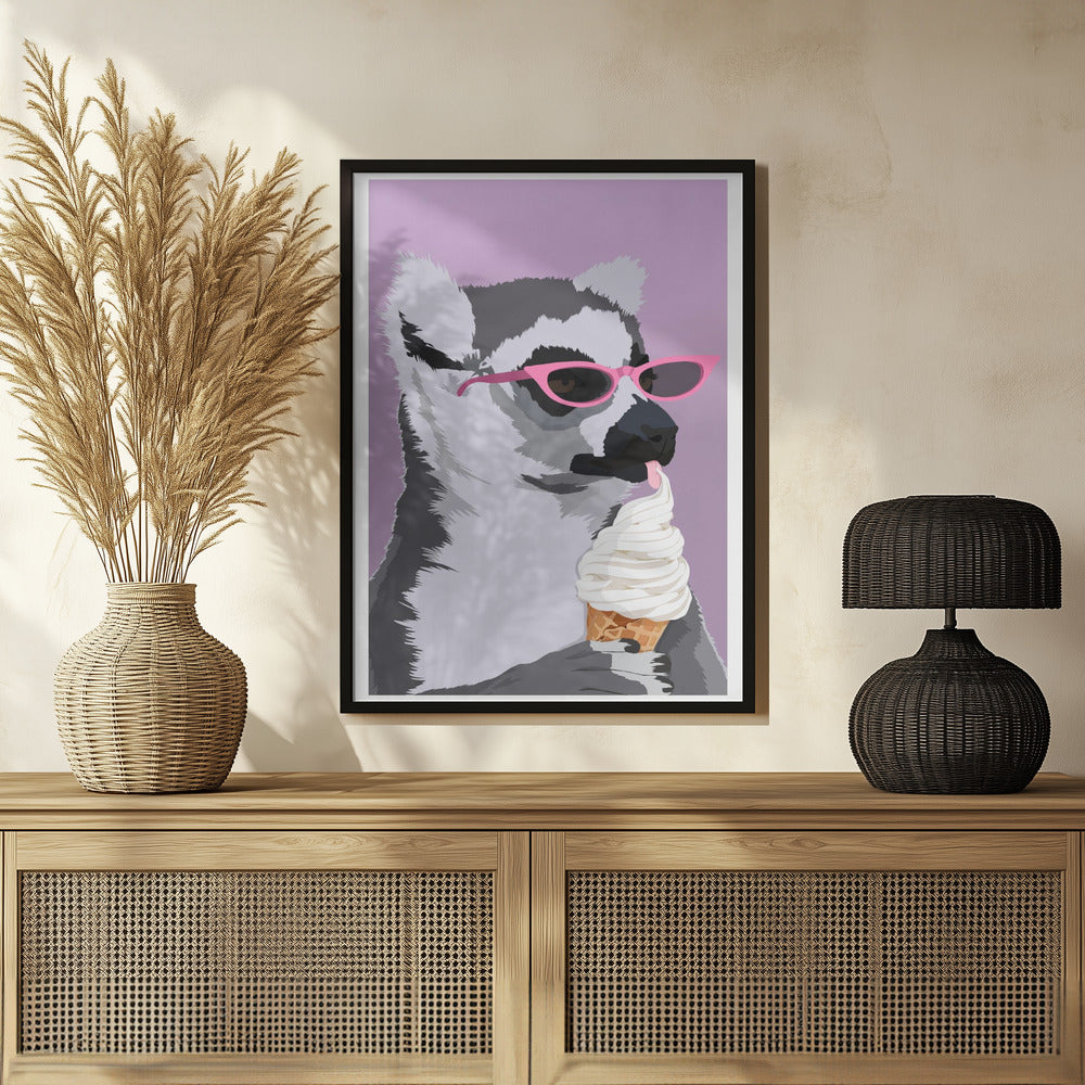 Jugdy Lemur with Icecream Poster och Canvastavla