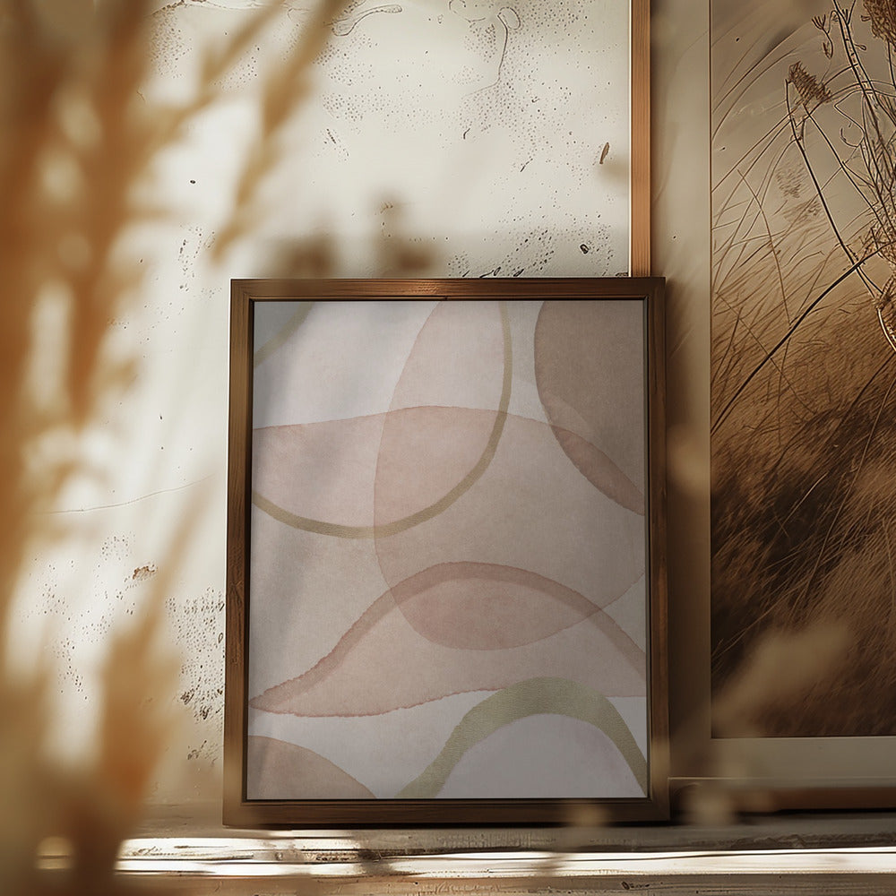 Blush and Brown Abstract Poster och Canvastavla