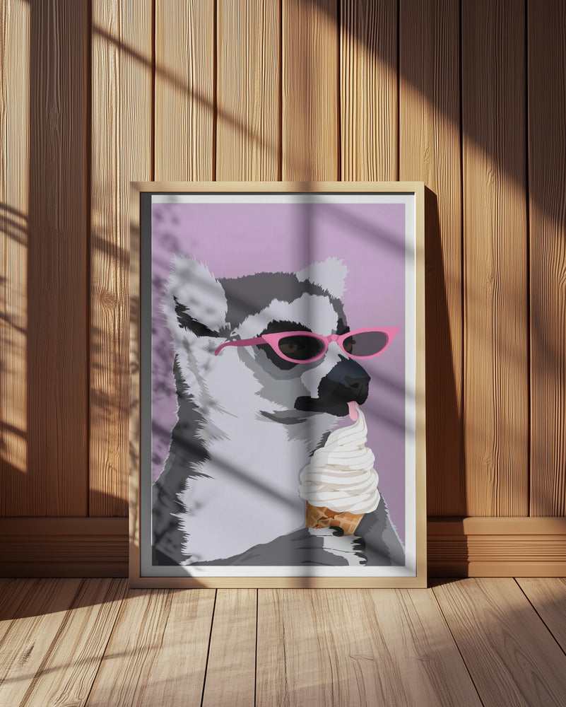 Jugdy Lemur with Icecream Poster och Canvastavla