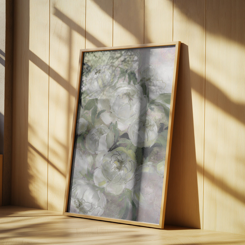 Sady painterly florals in green Poster och Canvastavla