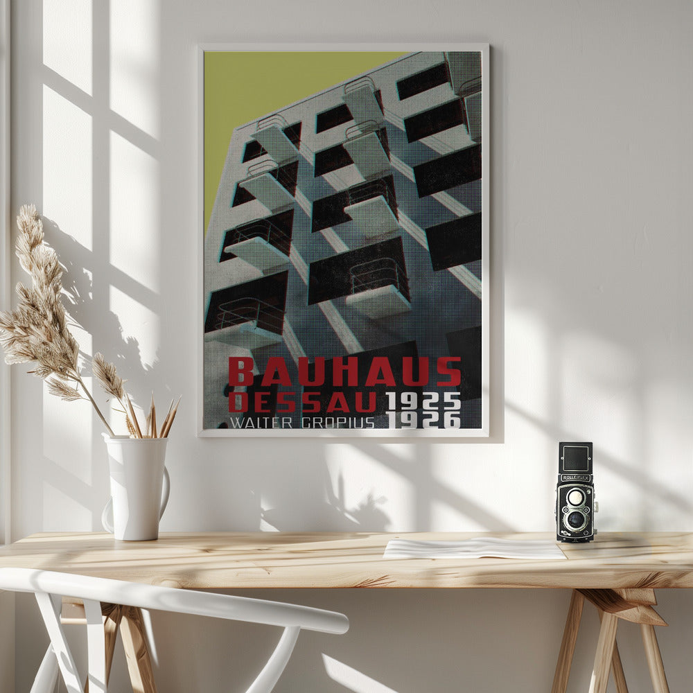 Bauhaus Dessau architecture in vintage magazine style VIII Poster och Canvastavla