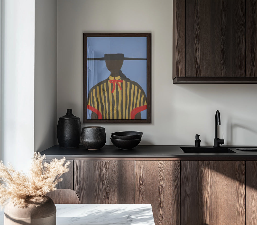 Bold Hat Woman and Stripes New Mexico Style Poster och Canvastavla