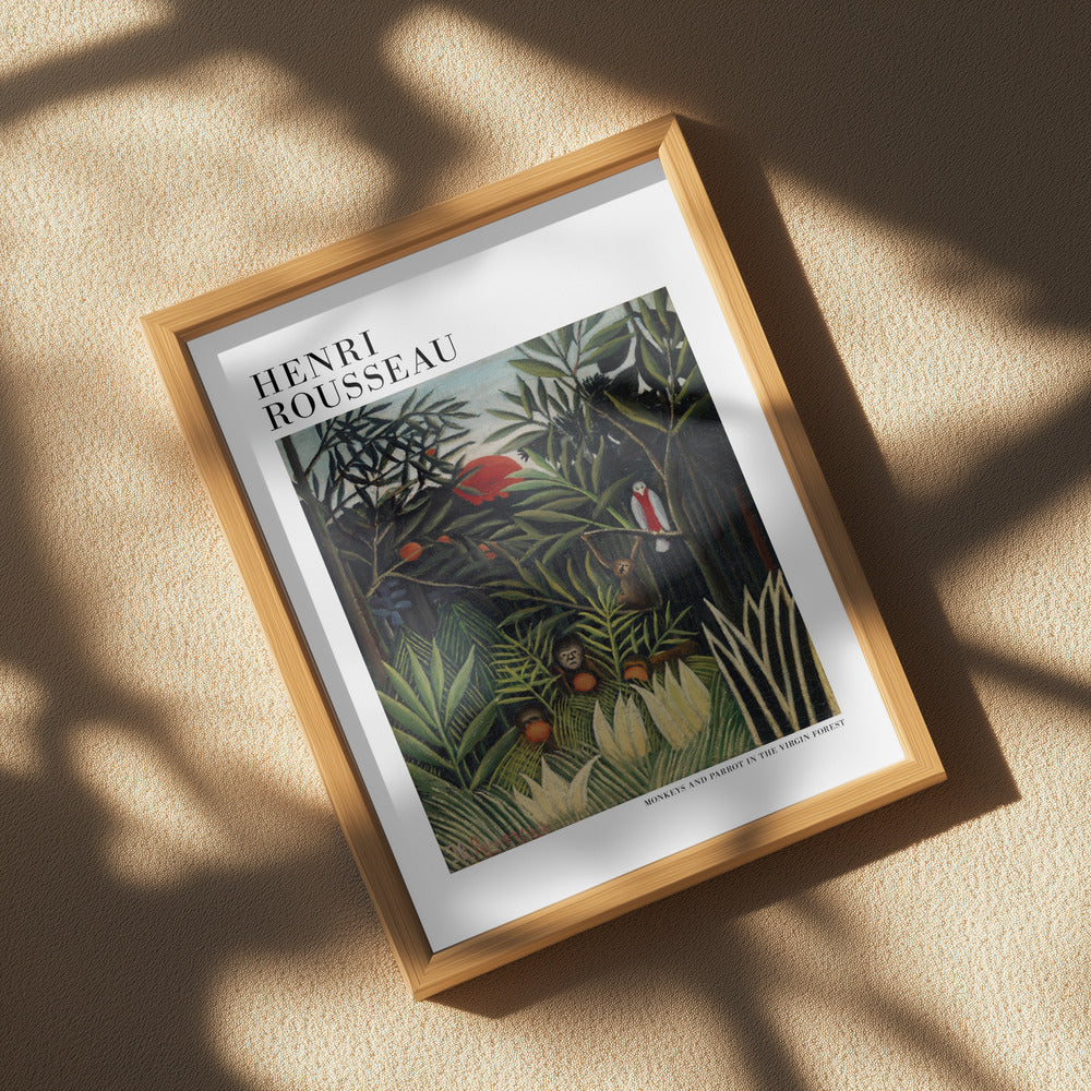 Monkeys And Parrot In The Virgin Forest Poster och Canvastavla