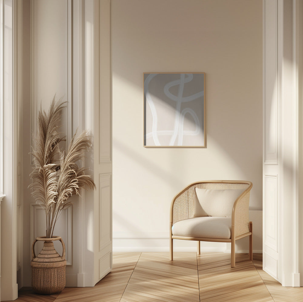 White Brush Stroke Poster No.2 Poster och Canvastavla