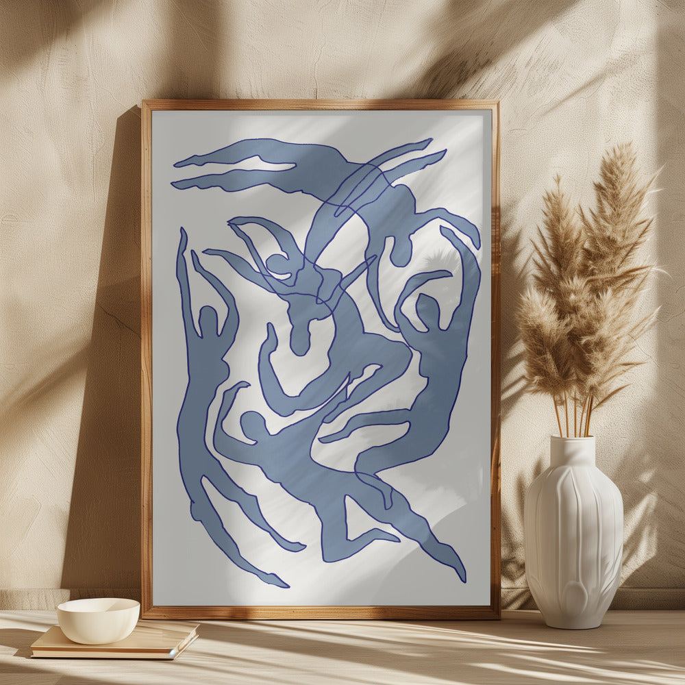 Swimmers Blue Poster och Canvastavla