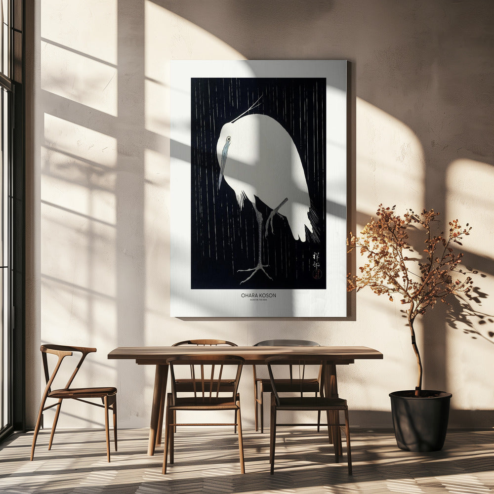Egret In The Rain Poster och Canvastavla