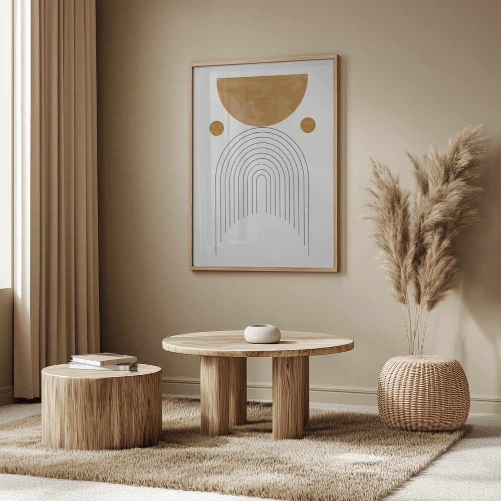 Mid Century Modern / Soft Brown Watercolor Balance Poster och Canvastavla