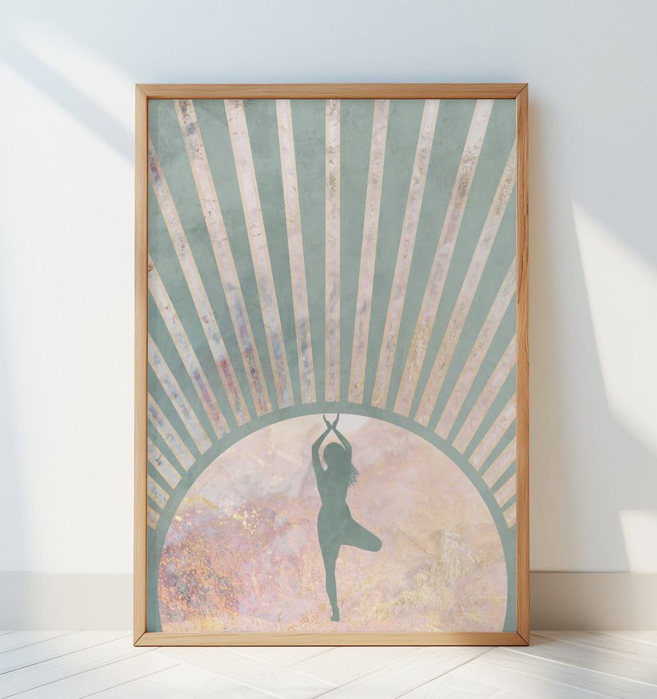 Yoga Boho Sun Rise Green 1 Poster och Canvastavla