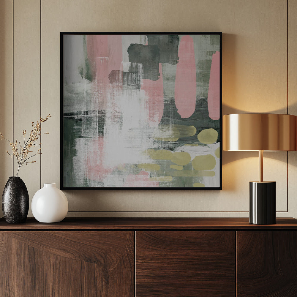 Pink On Green 1 Poster och Canvastavla