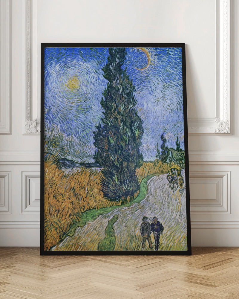 Vincent Van Gogh's Road With Cypress and Star 1890 Poster och Canvastavla