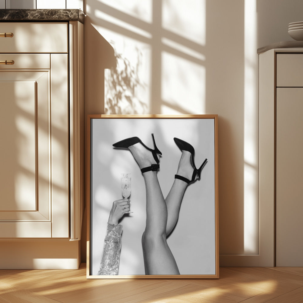 Champagne legs Black and White Poster och Canvastavla