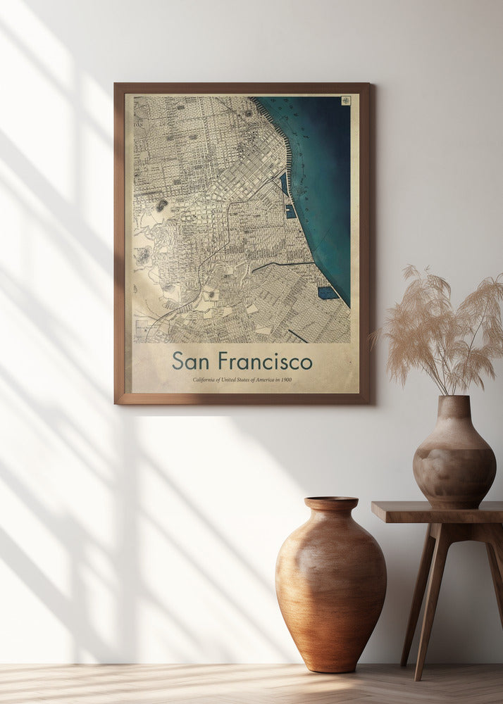 San Francisco retro map Poster och Canvastavla