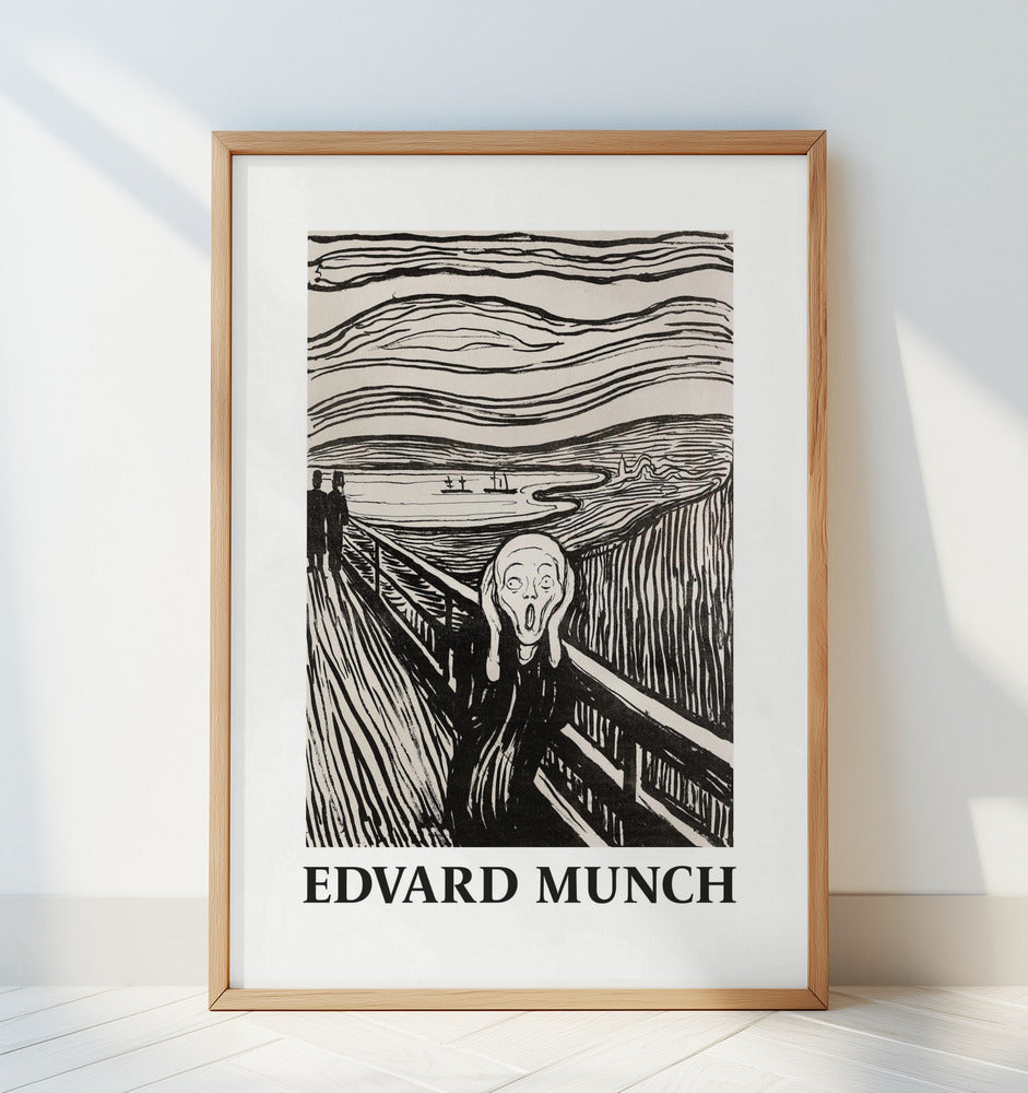 Skriet- The Scream - Monochrome Version Poster och Canvastavla