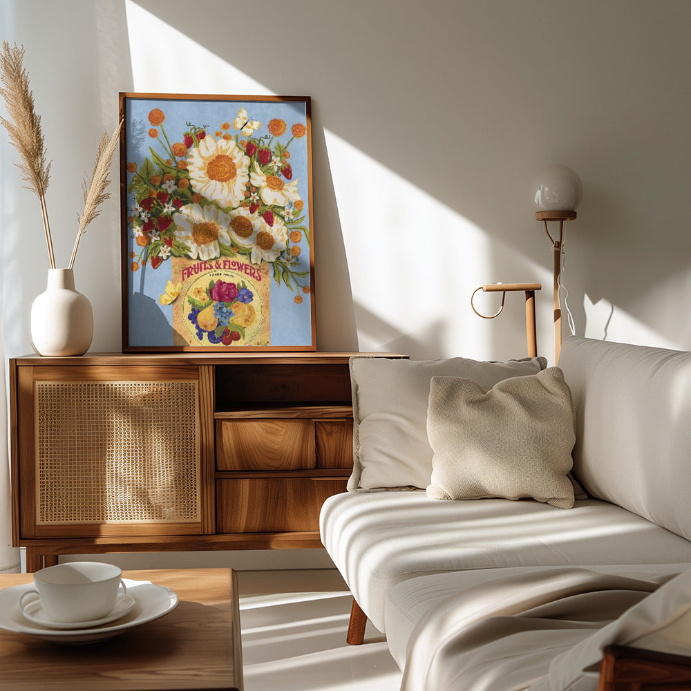 Flowers In a Vinatge Tea Can Poster och Canvastavla