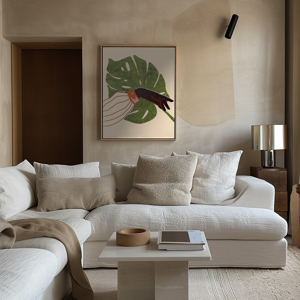 Green Canvas, Red Accent Poster och Canvastavla